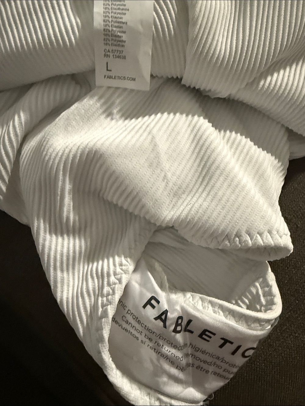 Fabletics White Ribbed One-Piece Cutout Swimsuit - Picture 3 of 3